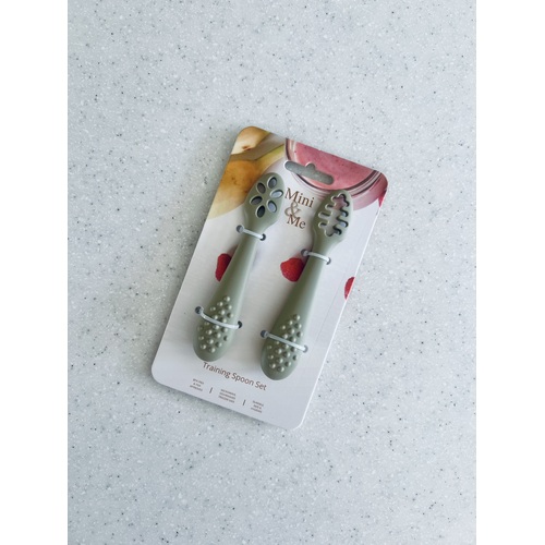 Mini & Me Training Spoon Set Olive