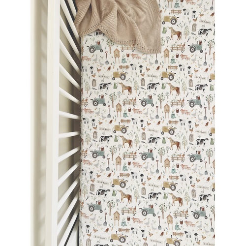 Mini & Me Fitted Cot Sheet Farm Life