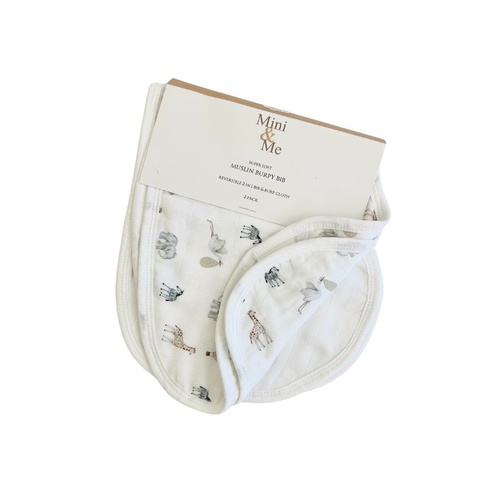 Mini & Me Burp Bib Savanna Bebe' & White