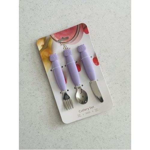 Mini & Me Metal Cutlery Set Lilac