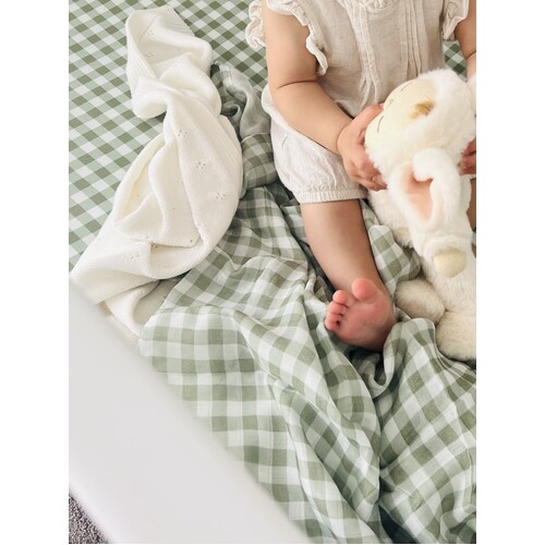 Mini & Me Bamboo Muslin Wrap Forest Gingham